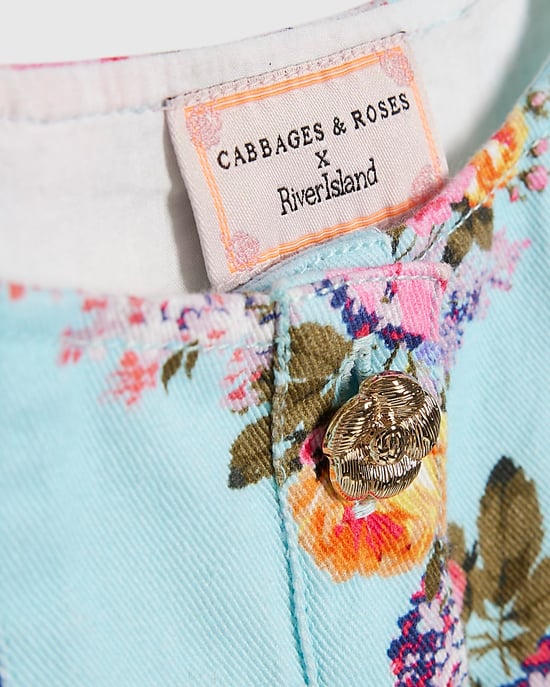 River Island Mini Vestido de fiesta para niña Azul Floral Cuello redondo - Image 3