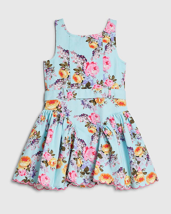 River Island Mini Vestido de fiesta para niña Azul Floral Cuello redondo - Image 4