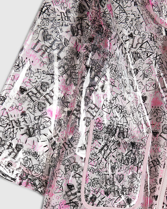 River Island chubasquero para niña negro con estampado de grafiti, capucha y cremallera - Image 3