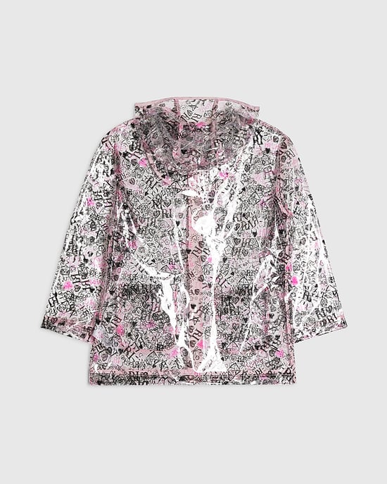 River Island chubasquero para niña negro con estampado de grafiti, capucha y cremallera - Image 4