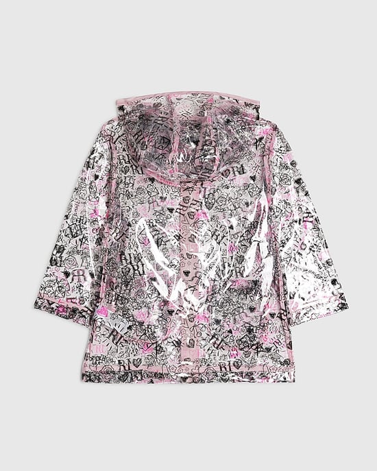 River Island Chubasquero mini para niña negro con estampado de grafiti, capucha y cremallera - Image 4