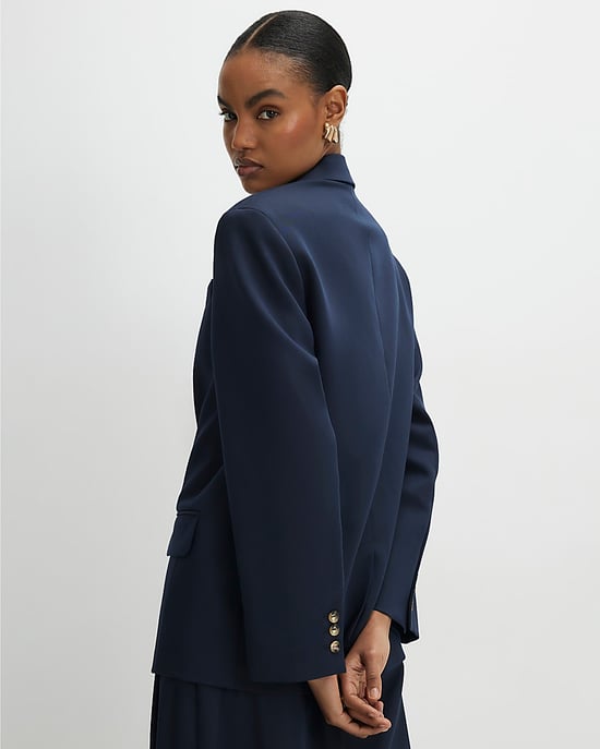 River Island Blazer de mujer Azul marino Oversize Manga larga Botón - Image 2