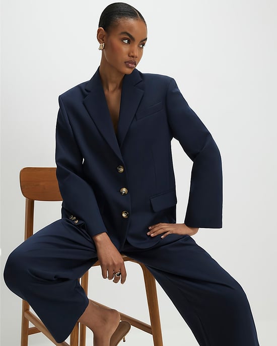 River Island Blazer de mujer Azul marino Oversize Manga larga Botón - Image 4