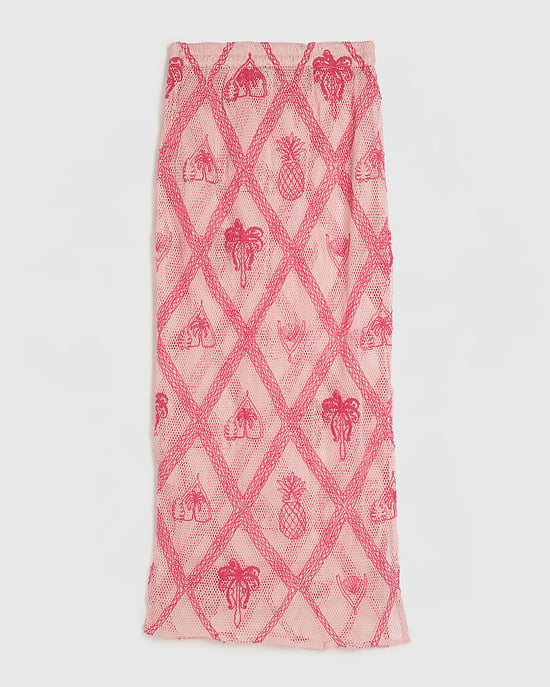 River Island Falda maxi de mujer Rosa Crochet Bordada Playa - Image 6