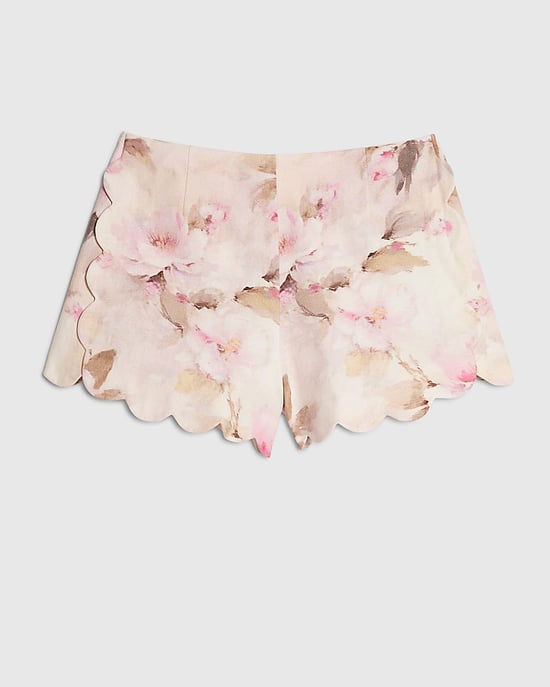 River Island Pantalones cortos de mujer rosa con estampado floral, borde festoneado y cremallera - Image 6