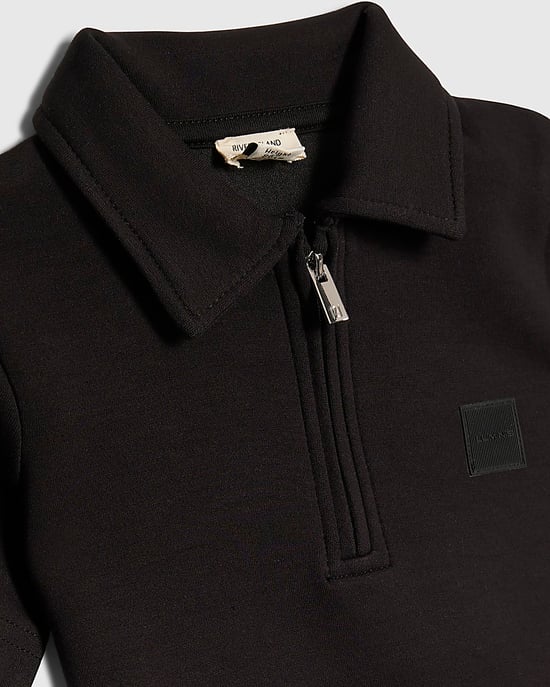 River Island Conjunto de polo y pantalón corto para niño Mini Negro Luminis 2 piezas - Image 3