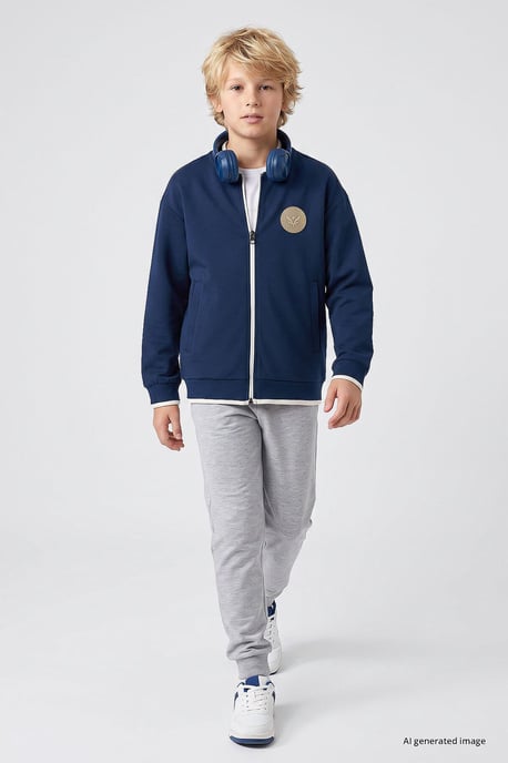 Sudadera juvenil con cremallera y cuello redondo - Image 1