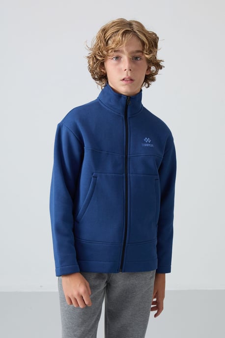 Sudadera juvenil con cuello de cremallera y bolsillo - Image 1