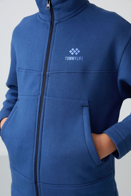 Sudadera juvenil con cuello de cremallera y bolsillo - Image 3