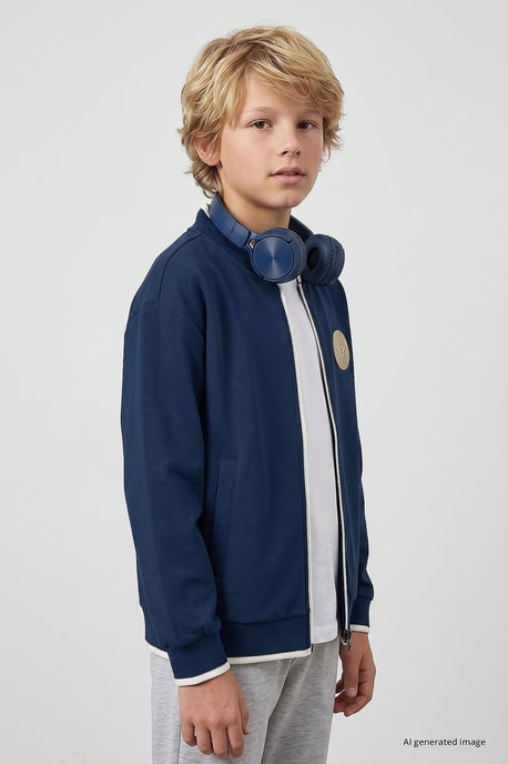 Sudadera juvenil con cremallera y cuello redondo - Image 4
