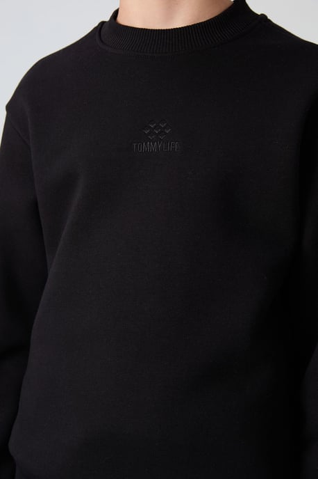 Sudadera juvenil de cuello redondo con bordado - Image 2