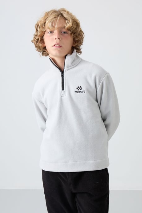 Sudadera de felpa juvenil con media cremallera - Image 5