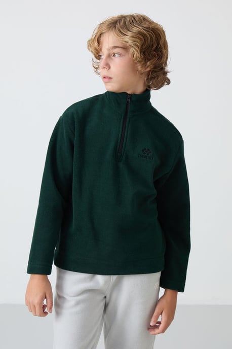 Sudadera de felpa juvenil con media cremallera - Image 6