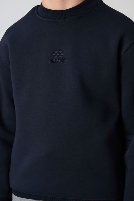 Sudadera juvenil de cuello redondo con bordado - Image 3