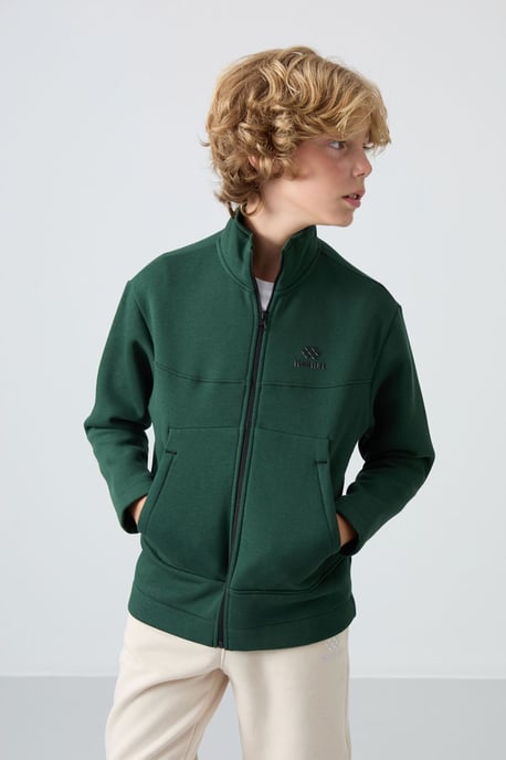 Sudadera juvenil con cuello de cremallera y bolsillo - Image 2