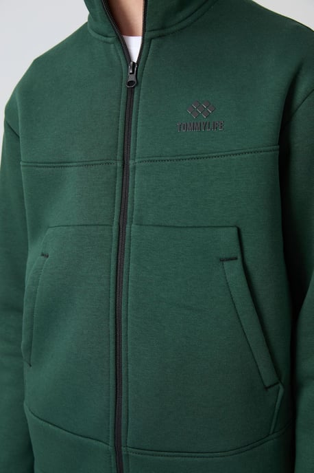 Sudadera juvenil con cuello de cremallera y bolsillo - Image 3