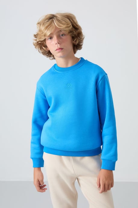 Sudadera juvenil de cuello redondo con bordado - Image 1