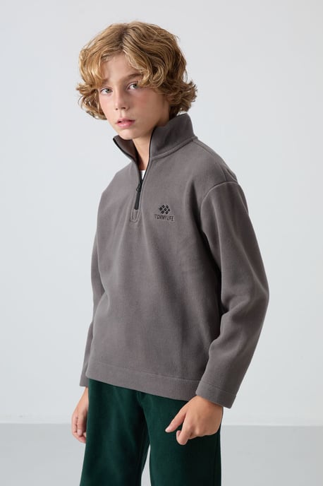 Sudadera juvenil con media cremallera y bordado - Image 4