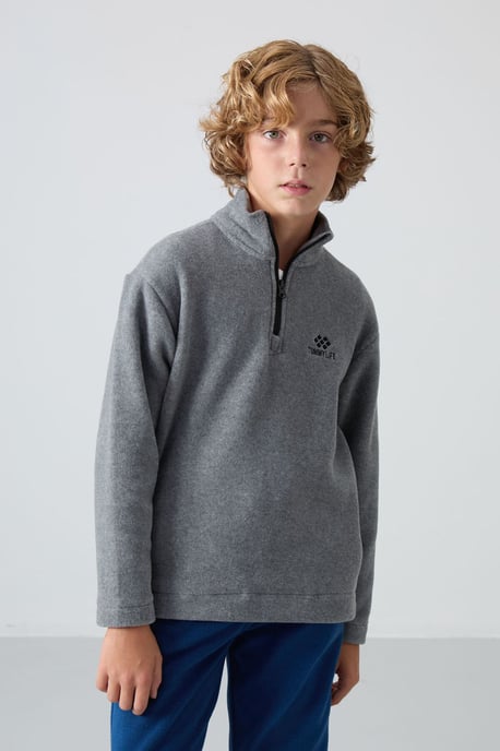 Sudadera juvenil de felpa con media cremallera - Image 2