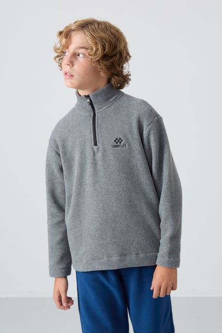 Sudadera juvenil de felpa con media cremallera - Image 4