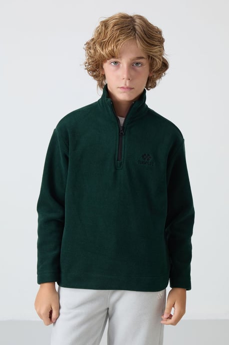 Sudadera juvenil bordada con media cremallera - Image 1