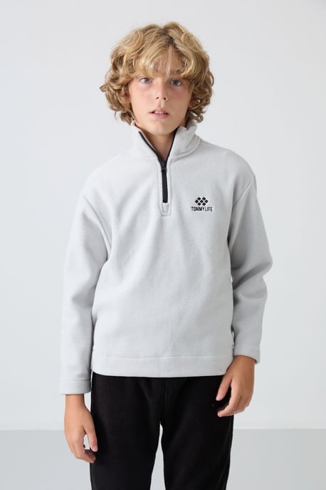 Sudadera juvenil con media cremallera y bordado - Image 4