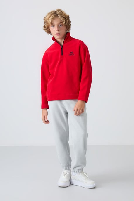 Sudadera juvenil con media cremallera y bordado - Image 2