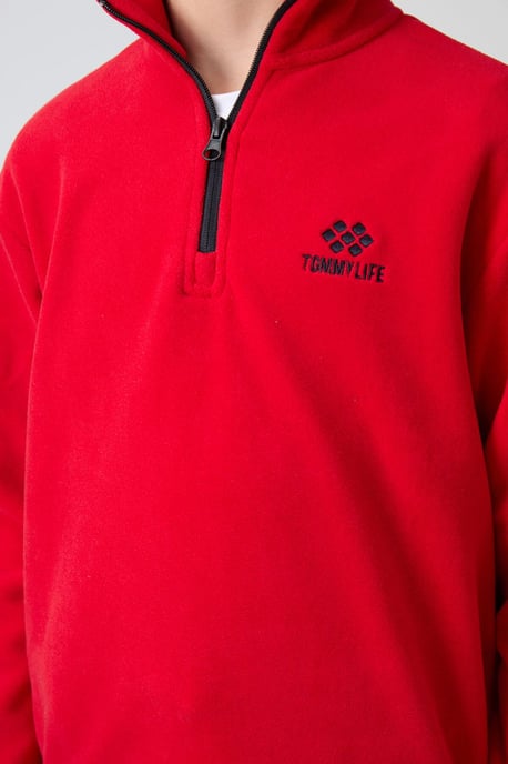 Sudadera juvenil con media cremallera y bordado - Image 3