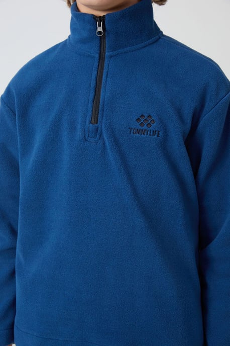Sudadera juvenil con media cremallera y bordado - Image 3