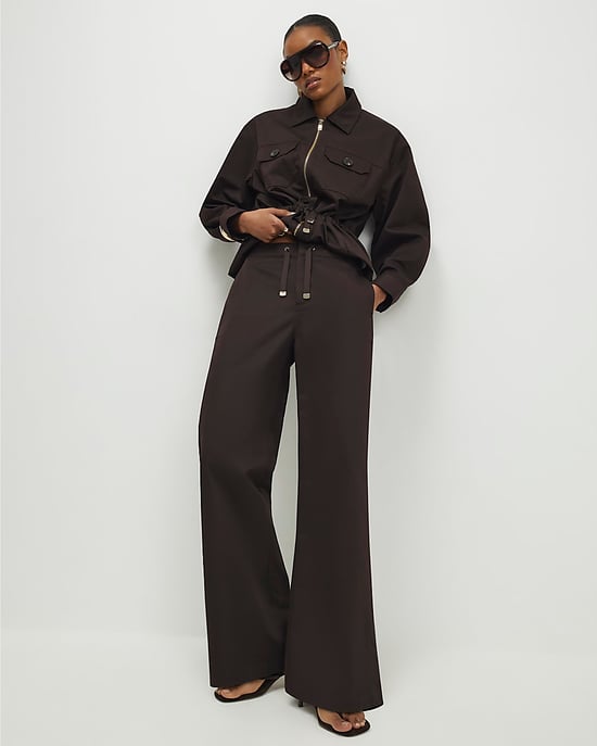 River Island Pantalón de mujer Marrón Cintura con cordón Cremallera Gancho - Image 2