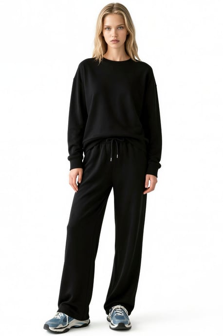 Modal Touch Basic Sudadera y pantalón de pierna ancha, conjunto coordinado de dos piezas - Image 1