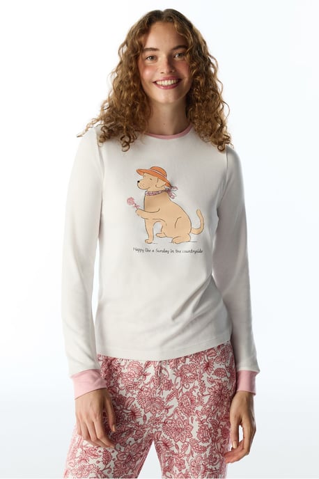 Kırık Countryside Dog Pattern Top de pijama de manga larga - Image 2