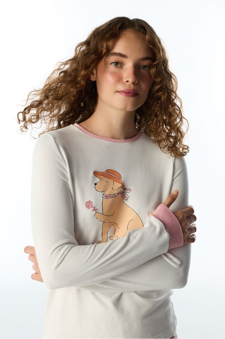 Kırık Countryside Dog Pattern Top de pijama de manga larga - Image 4