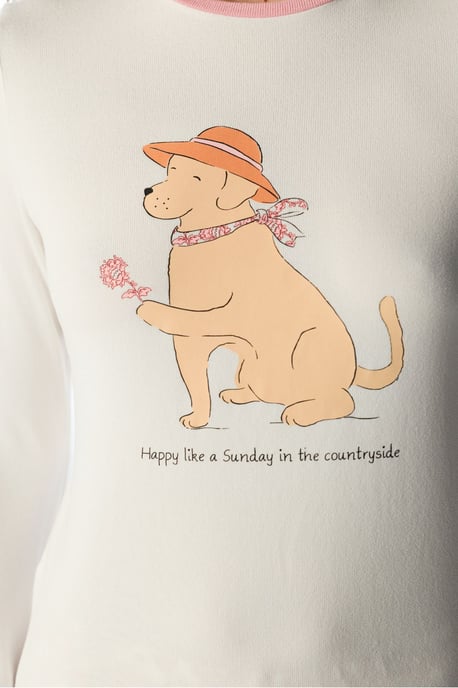 Kırık Countryside Dog Pattern Top de pijama de manga larga - Image 5