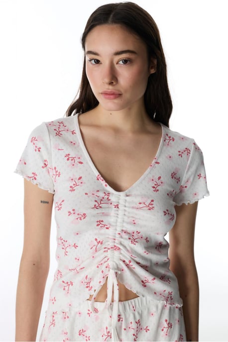 Blossom Pointel camiseta de pijama floral de manga corta - Image 1
