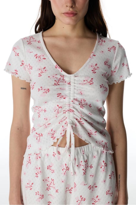 Blossom Pointel camiseta de pijama floral de manga corta - Image 2