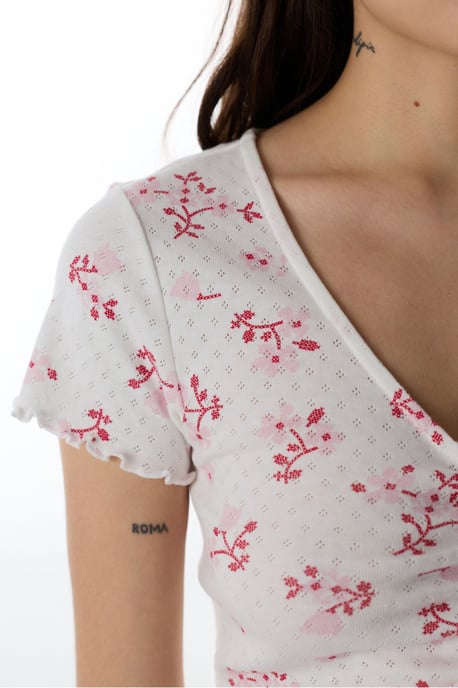 Blossom Pointel camiseta de pijama floral de manga corta - Image 3