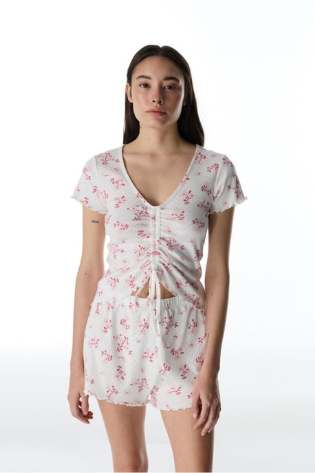 Blossom Pointel camiseta de pijama floral de manga corta - Image 4