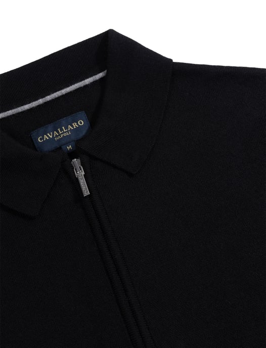 Cavallaro Napoli polo negro de lana merina con cremallera - Image 3