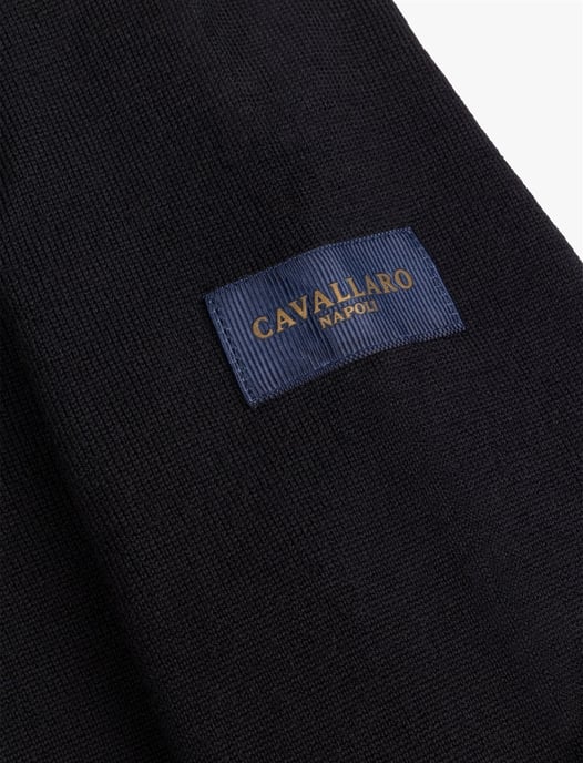 Cavallaro Napoli polo negro de lana merina con cremallera - Image 4