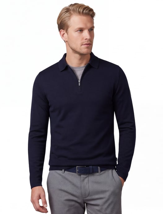 Cavallaro Napoli polo de lana merina azul marino - Image 1
