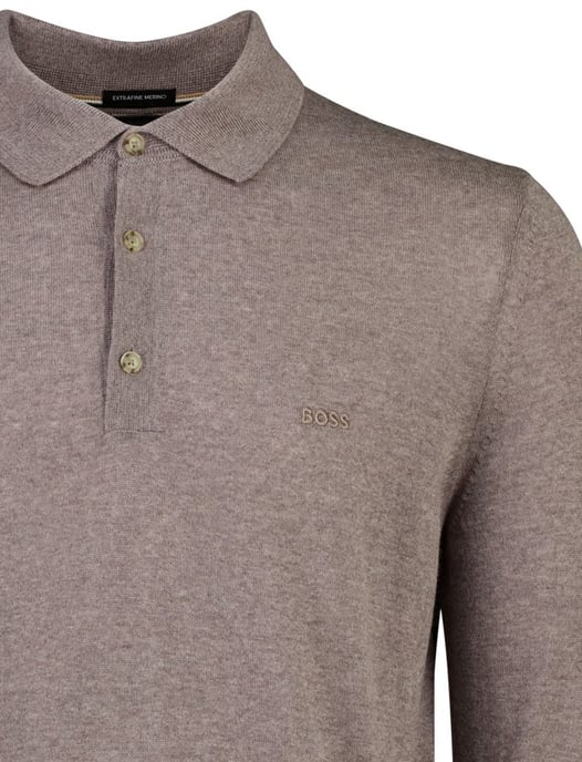 BOSS Black polo de lana marrón - Image 3