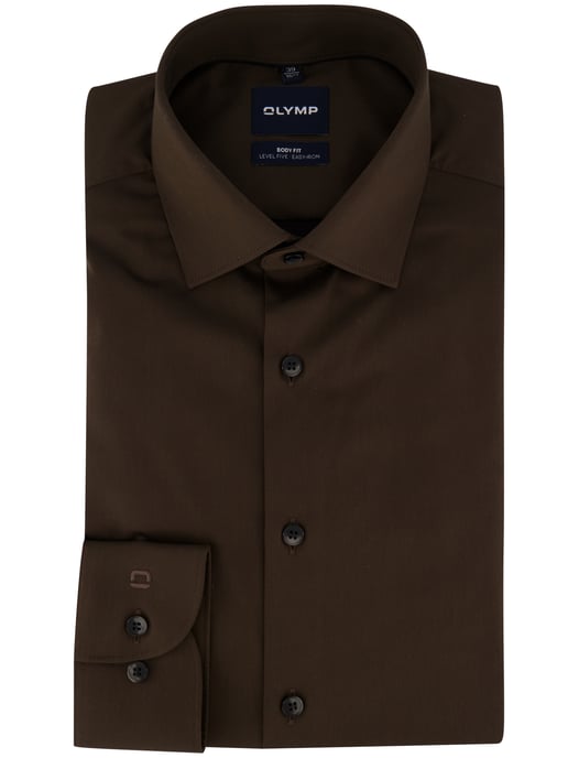 OLYMP Camisa marrón con cuello semi-wide spread - Image 2