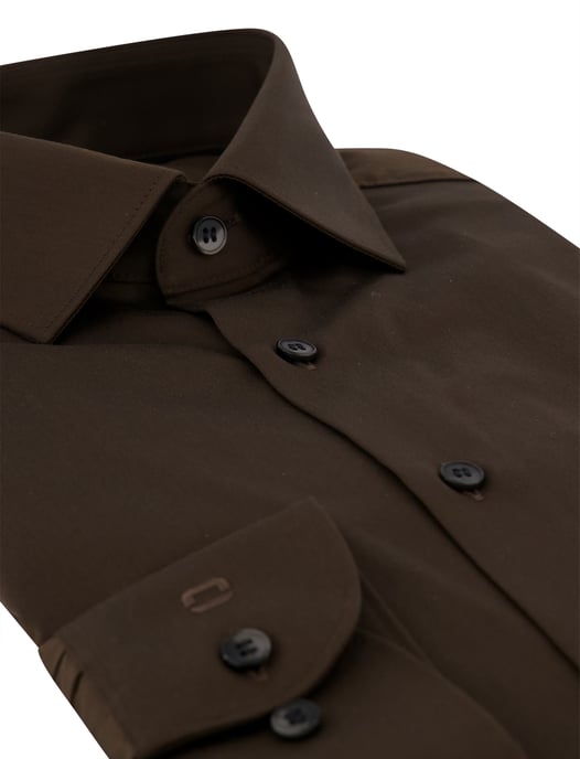 OLYMP Camisa marrón con cuello semi-wide spread - Image 3