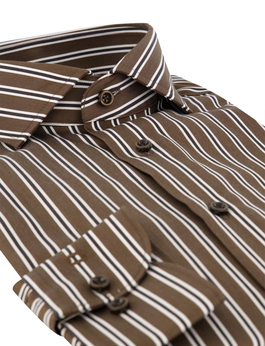 Camisa marrón OLYMP sin plancha - Image 3