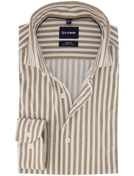 OLYMP Camisa marrón de rayas - Image 1