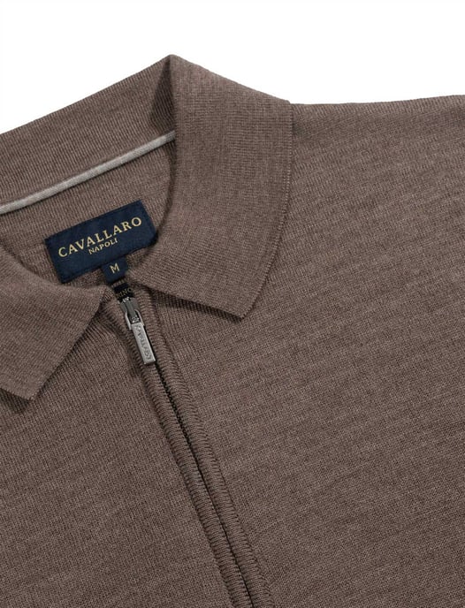 Cavallaro Napoli Polo Marrón de Lana Merina con Cremallera - Image 3