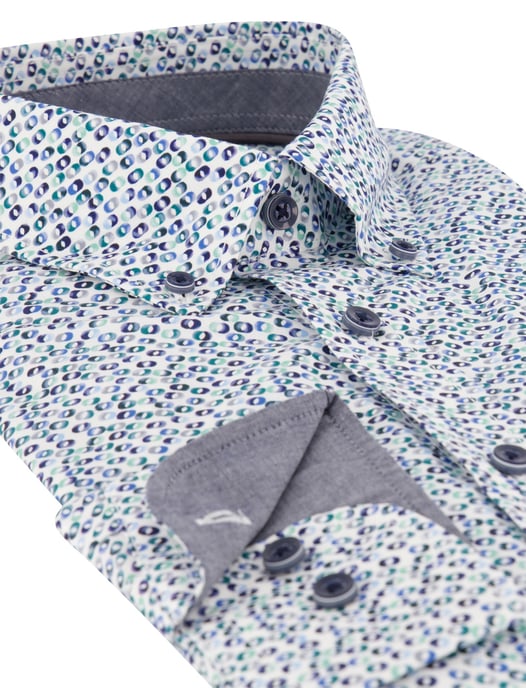 CASA MODA Casual Fit camisa azul con estampado de lunares - Image 3
