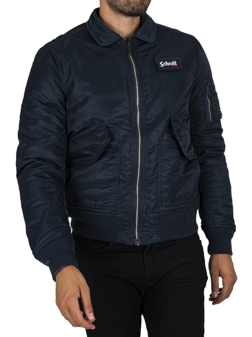 Schott Chaqueta De Bombardero Con Insignia Extraíble, Azul - Image 2