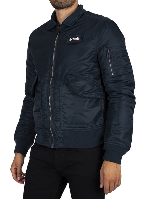 Schott Chaqueta De Bombardero Con Insignia Extraíble, Azul - Image 3